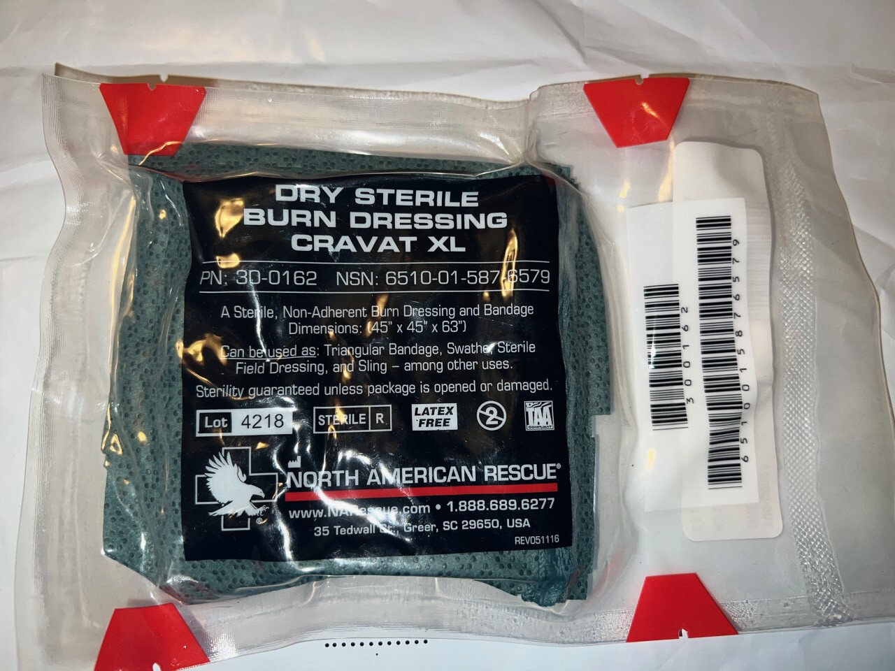 North American Rescue NAR Dry Sterile Burn Dressing, Combat trauma