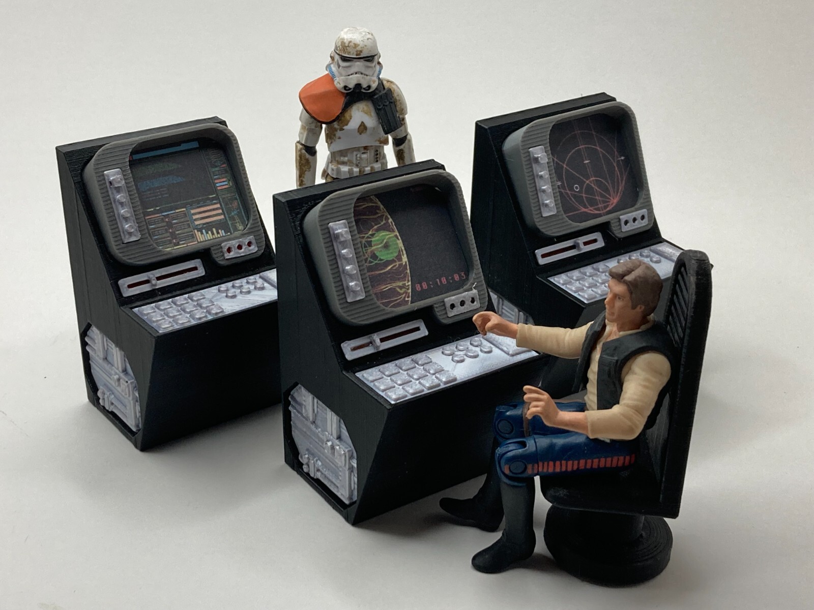 CUSTOM STAR WARS COMPUTER + CHAIR for 3.75" FIGURE gi joe DIORAMA (C19-20-21)