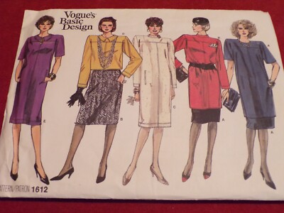 VOGUE BASIC DESIGN #1612-LADIES STRAIGHT DRESS-TUNIC-TOP-SKIRT PATTERN 14-18FF | eBay VOGUE BASIC DESIGN #1612-LADIES STRAIGHT DRESS-TUNIC-TOP-SKIRT PATTERN 14-18FF | eBay