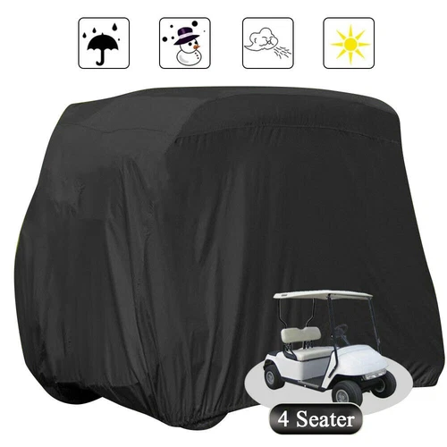 Waterproof Golf Cart Cover Zipper 4 Passenger EZ GO Club Car Yamaha Elastic Hem - Picture 2 of 17
