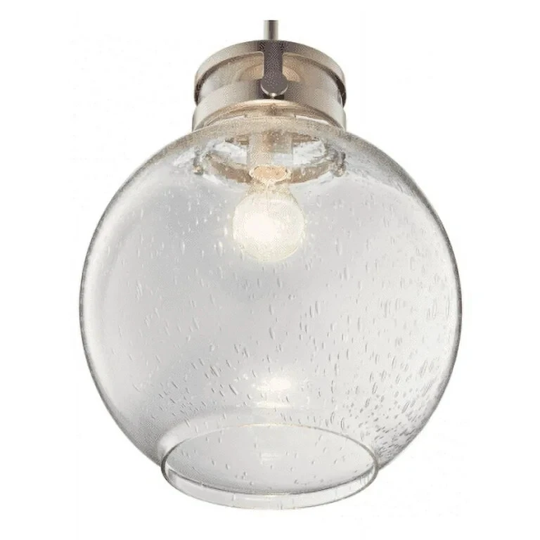 Kichler 34890 - Mini colgante globo de vidrio semillado de 1 luz - níquel cepillado Foto 2 de 2