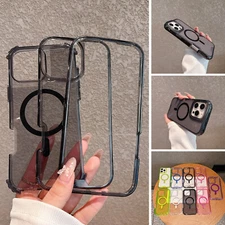 For iPhone 16 Pro Max 15 14 13 12 11 Mag Safe 3-in-1 Heavy Duty Transparent Case