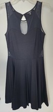 Guess Fit And Flare Little Black Dress Sheer Mesh At Top and Sides Size M