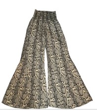 Show me Your Mumu Python Snake Print Wide Leg Bell Bottom Boho Pull On Pants Sm
