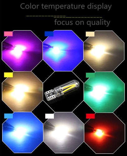 10Pcs T10 194 168 W5W LED Filament COB LED Bulb Glass Lights 12-24V Nonpolarity - Picture 4 of 15