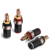 4pcs Pure Red Copper Binding Post Banana Jack Connector Speaker Cable Terminal