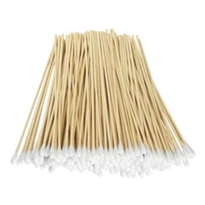 200 Pcs 6" Cotton Swabs w/ Wooden Handles for Cleaning, Makeup, Ears, Brush, Gun