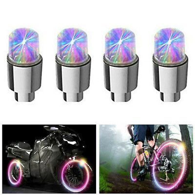 4x Car Wheel Tire Air Valve Stem Colorful LED Light Caps Decor Car Accessories