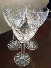 Set of 3 Tipperary STEFAN 8" Crystal Stem Wine Glasses  ~ IRELAND Mint RARE 