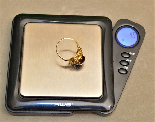Solid 14k yellow gold ladies sz 7.75 ring app.10 ct cabochon Cat’s Eye 4.5g - Picture 4 of 5