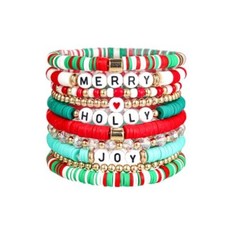 Fuqimanman2020 Christmas Heishi Surfer Beaded Stretch Bracelets Bulk Set A