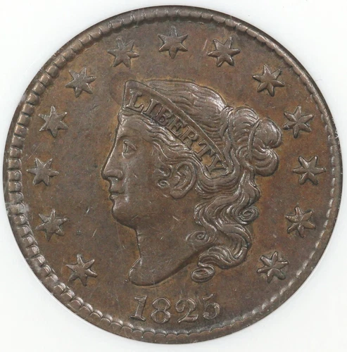1825 1c N-6 Coronet or Matron Head Large Cent NGC AU 55