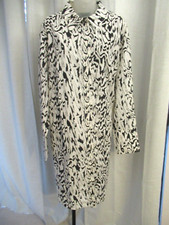 H & M White Black Graphic Design Lyocell Tencel Coat Nwt Size Large