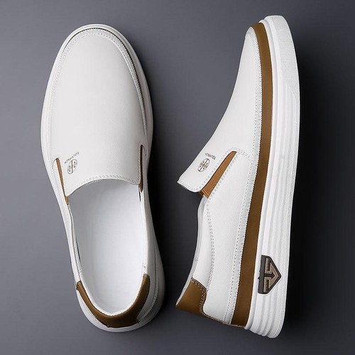 New Shoes for Men Leather Casual Shoes Spring Fashion Flat Leisure Shoes Street - Picture 4 of 8