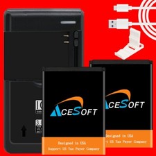 2 x 2150mAh Li ion Battery Quick Velocity Charger Cable Bracket for CAT S22 Flip