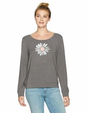 Life is Good Women's Supreme Scoop Daisy Slagry Sweater, Slate Gray, X-Small
