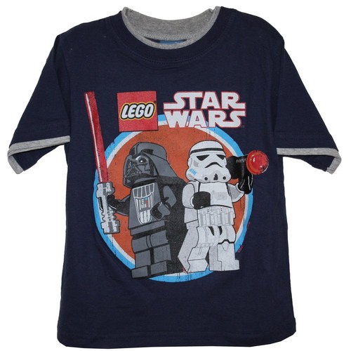 STAR WARS DARTH VADER STORMTROOPER LEGO  BOY'S XS NAVY COTTON T-SHIRT NEW - Afbeelding 1 van 1