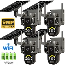 Solar Battery Powered Wireless WiFi Outdoor Pan/Tilt Home Security Camera System