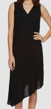  180 Adrianna Papell Women's Black Gauzy Crepe Sleeveless Shift Dress Size 4