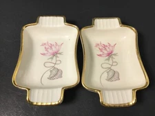 Pair of Seltmann Weiden K Bavaria Personal Ladies Ashtrays Floral Design