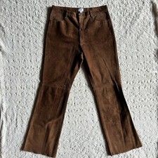 Vtg Y2K Suede Pants Flare High Waisted Women  s Sz 8 Brown Western Cowgirl Hippie