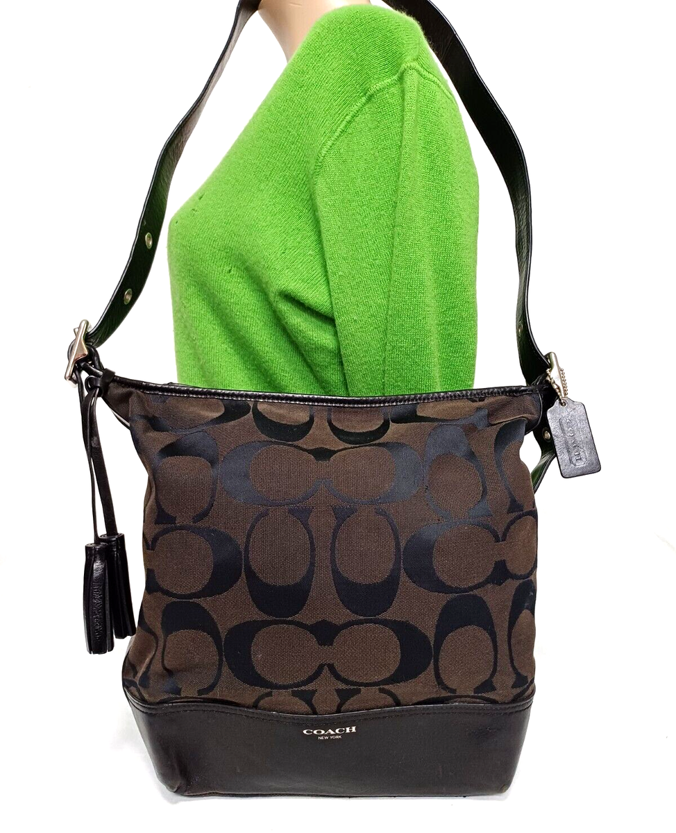 COACH LEGACY SIGNATURE BLACK JACQUARD & LEATHER 2WAY DUFFLE