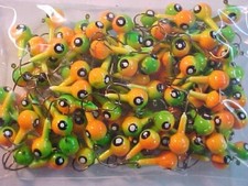 100 NEW COLOR  FLOATING  WALLEYE JIG HEADS 1/4 SIZE FOAM JIGS DULL FIRETIGER OZ
