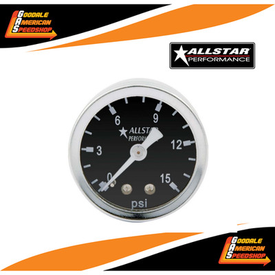 Allstar Performance 80210 Kraftstoffdruckanzeige 0-15psi 1/8'' NPT Chevy Ford Mopar