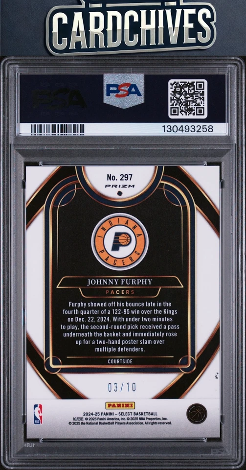 Johnny Furphy 2024 - 25 帕尼尼精选 #297 金迪斯科 Prizm #/10 PSA 9 完好 — 第 2/2 张图片