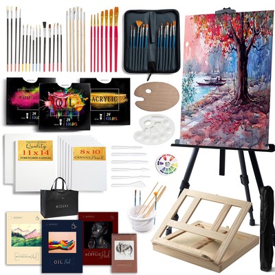Large Deluxe Artist Painting Set, 141-Piece Professional Art Paint Supplies K...