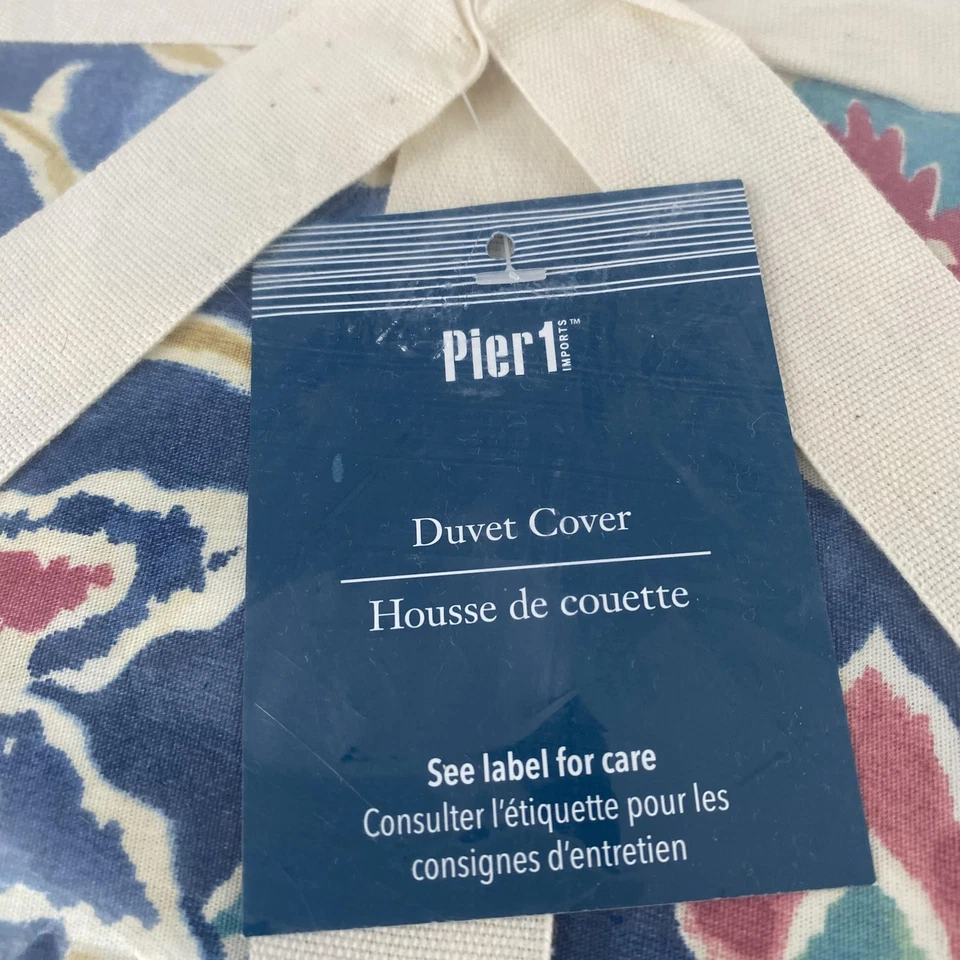 Funda nórdica Pier 1 Imports King 104x94 azul multicolor patrón floral ropa de cama Foto 2 de 4