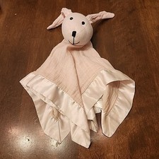Aden  Anais Pink Dog Bunny Musy Mate Baby Blanket Satin Trim Muslin Lovey