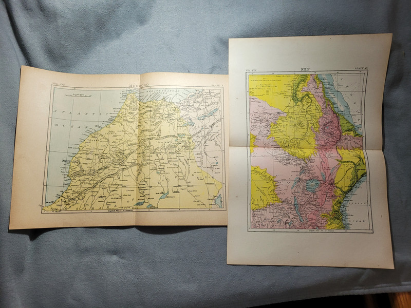 Antique MAPS - Morocco and the Nile, from 1892 Encyclopaedia Britannica