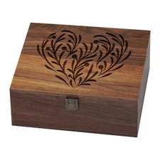 Walnut Wooden Memory Keepsake Box with Hinged Lid and Latch for Precious Item...