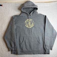 Element Y2K Skateboards Mens XL Gray Hoodie Yellow Brush Pullover Skater