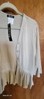Bali Petite Small Ivory Ruffled Cuff Cardigan Sweater Bottom Ruffled Flounce NWT — photo 3