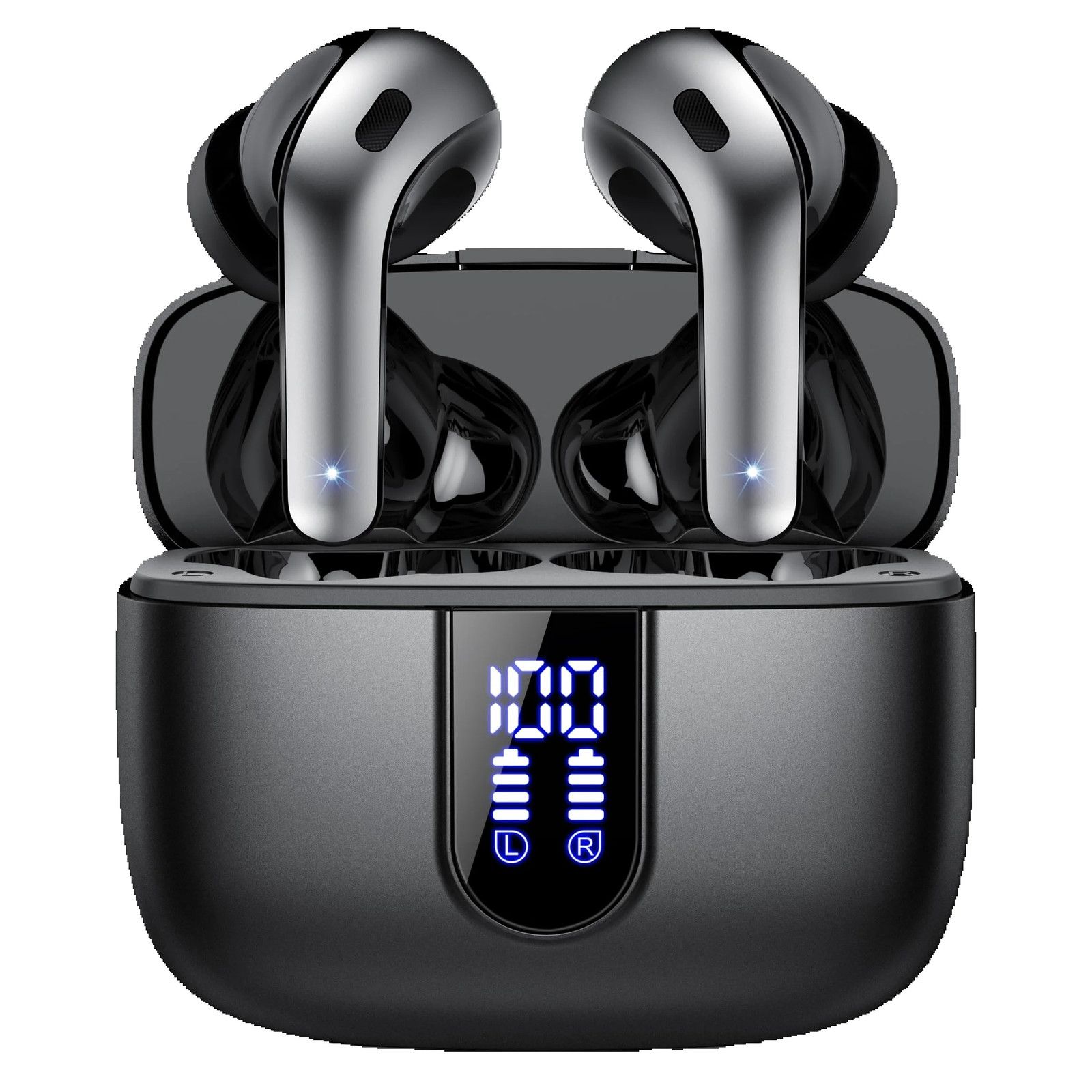 Écouteurs sans fil noirs en carbone au son haute fidélité pour audiophiles exigeants