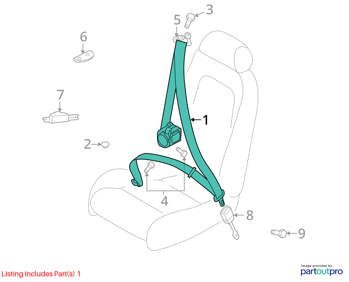 11 AUDI R8 COUPE SEAT BELT RETRACTOR FRONT LEFT DRIVER BLACK