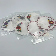 Bundle 6 Handmade Embroidered Hungarian Budapest Fabric Doilies Coasters 