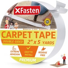XFasten Double Sided Rug Gripper Tape - 2' x 5 Yds, 2 Inch x 5 Yards, White