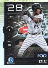 2025 Bowman Robert Calaz BTP-28 Baseball Card Colorado Rockies Scouts Top 100