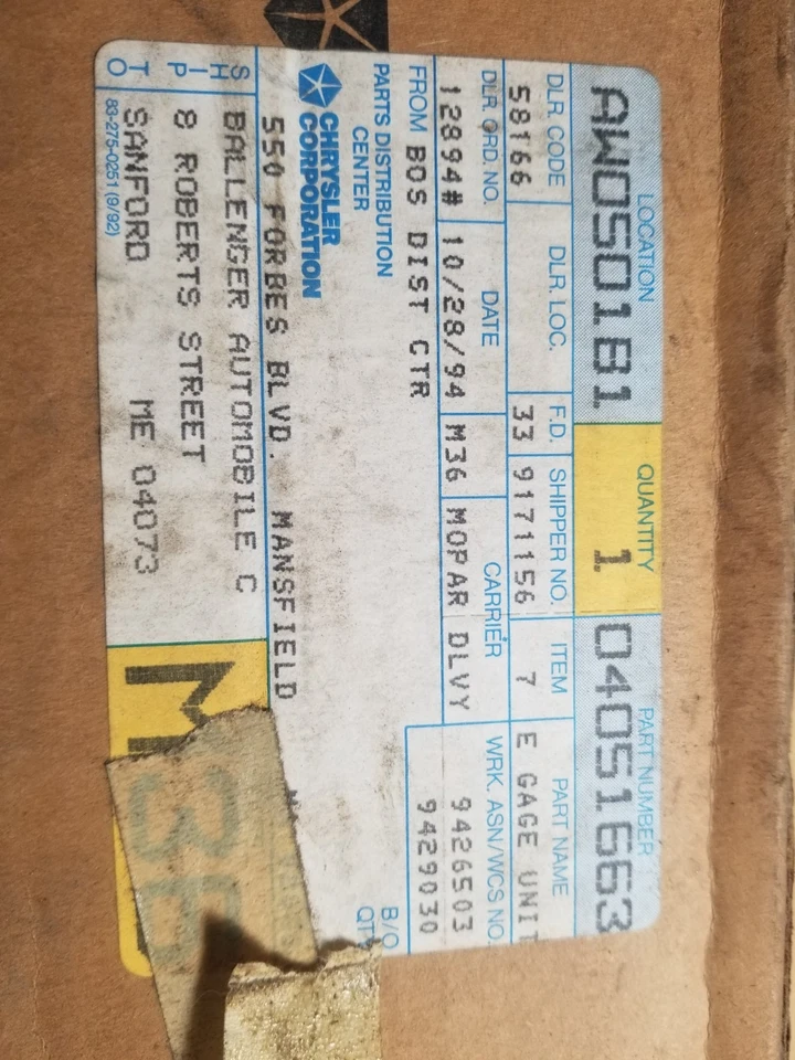 OEM Mopar 4051663 Fuel Sending Unit 1986 - 90 - Image 2 of 4