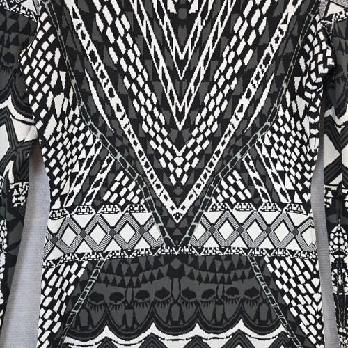 Camilla Dress Womens Medium Intarsia Black White Geometric Stretch Knit Bodycon - Picture 10 of 11