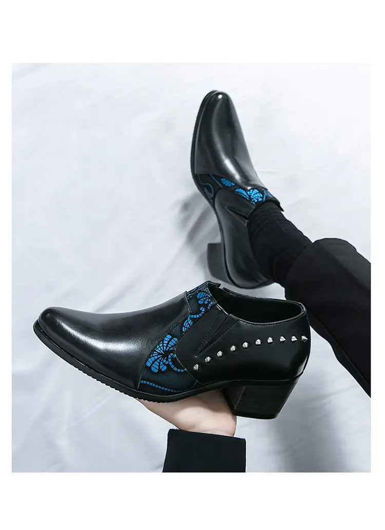 SAOLA Scarpe eleganti formali 38 46 a punta uomo rivetti stampa floreale tacco cubano matrimonio