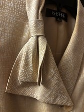 KASPER WOMEN S BLAZER GOLD AND WHITE LAPEL BOW 3 BUTTON SZ 6