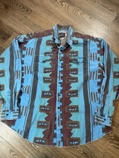 VTG Panhandle Slim Western Navajo Native Print AOP Shirt Men's XXL 19 Rodeo USA