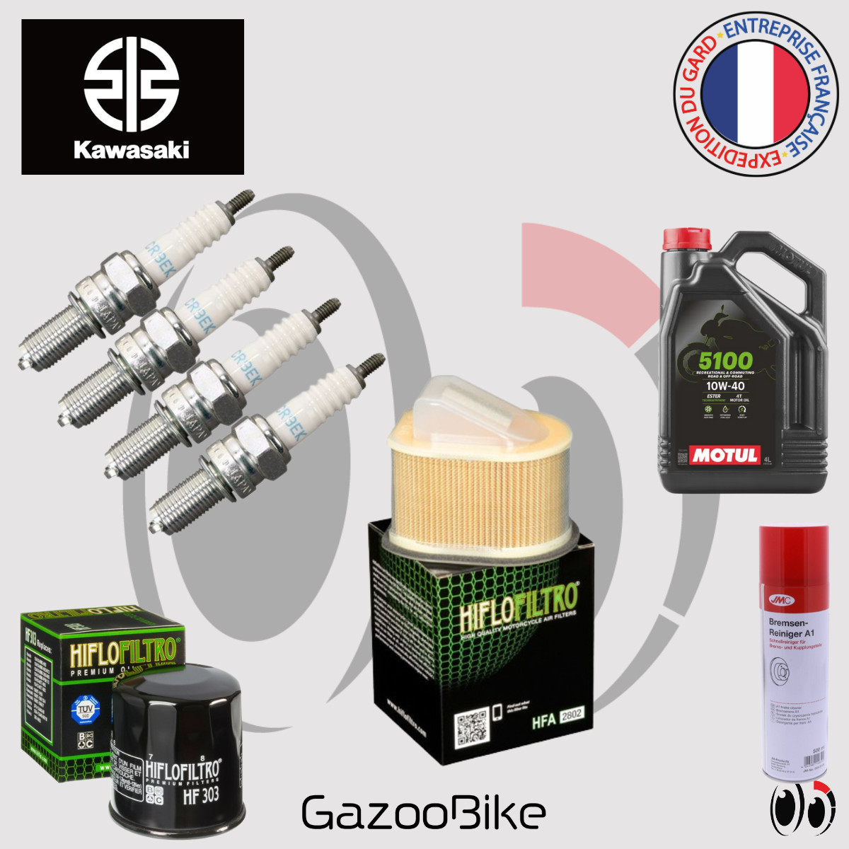Kit Entretien pour KAWASAKI Z 800 Huile MOTUL 5100 10w40 Filtre Vidange Moto