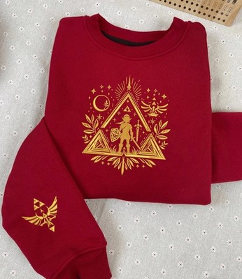 Embroidered Fantasy Elemental Crest Sweatshirt, Retro Fantasy Gaming Crewneck