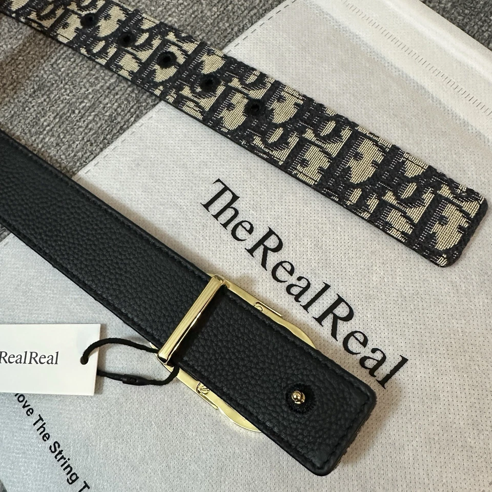 Cinturón Christian Dior Reversible Cuero Beige Y Negro Talla 30-32 Foto 4 de 4