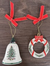Spode Christmas Tree Holiday Bell Wreath Porcelain Ornament Lot NEW